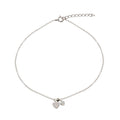 Rhodium Plated 925 Sterling Silver 2 Dangling Hearts Clear CZ Anklet - STA00001