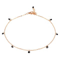 Rose Gold Plated 925 Sterling Silver Dangling Black CZ Anklet - STA00572RGP