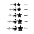 925 Sterling Silver Snap On Black CZ Star Earrings - STUD STR BL