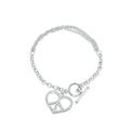 Rhodium Plated 925 Sterling Silver Peace Sign CZ Bracelet - STB00352