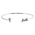 Rhodium Plated 925 Sterling Silver Cross and Faith Bangle - STB00513