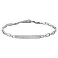 Rhodium Plated 925 Sterling Silver CZ Encrusted Bar Link Bracelet - STB00532
