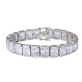 Rhodium Plated 925 Sterling Silver 12mm Rectangle Cushion CZ Tennis Bracelet - STB00545RH