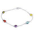 Rhodium Plated 925 Sterling Silver Multi-Color CZ Stone Bracelet - STB00551