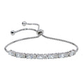 Rhodium Plated 925 Sterling Silver CZ Stone Lariat Bracelet - STB00554
