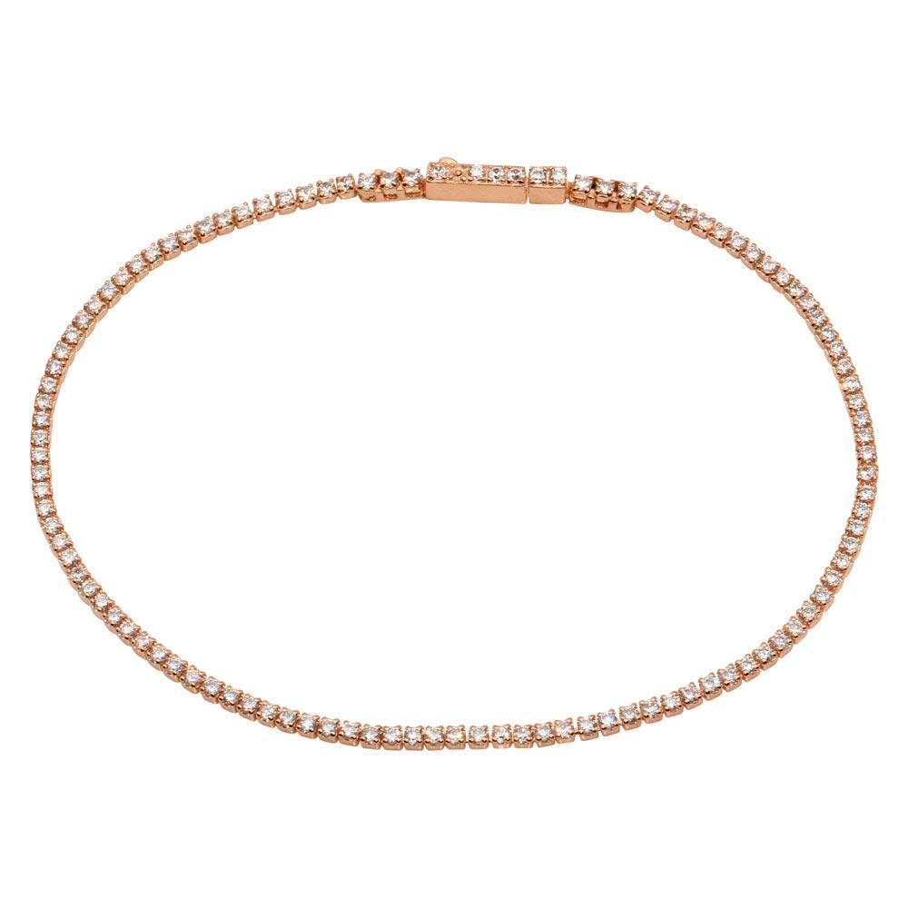 Rose Gold Plated 925 Sterling Silver Tennis Bracelet with CZ Stones - STB00558RGP
