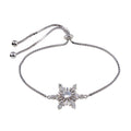 Rhodium Plated 925 Sterling Silver Lariat Snow Flakes CZ Bracelet - STB00576