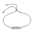Rhodium Plated 925 Sterling Silver Lariat Mom CZ Bracelet - STB00577
