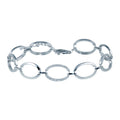 Rhodium Plated 925 Sterling Silver Oval CZ Bracelet - STB00580RH