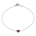 Rhodium Plated 925 Sterling Silver CZ Heart Bracelet - STB00589-RED