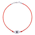 Rhodium Plated 925 Sterling Silver Evil Eye CZ Red Cord Bracelet - STB00594