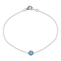 Rhodium Plated 925 Sterling Silver CZ Evil Eye Bracelet - STB00597
