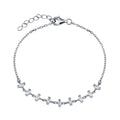 Rhodium Plated 925 Sterling Silver CZ Chain Bracelet -STB00606