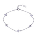 Rhodium Plated 925 Sterling Silver Northstar Clear CZ Adjustable Bracelet - STB00616