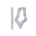 Silver 925 Rhodium Plated Star CZ Hoop Earrings - STE00135