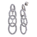 Silver 925 Rhodium Plated Four Round CZ Dangling Earrings - STE00143