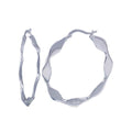 Silver 925 Rhodium Plated Wavy Circle Hoop Earrings - STE00225