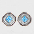 Silver 925 Rhodium Plated Blue Cluster Earrings - STE00406TOPAZ