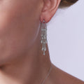 Silver 925 Rhodium Plated Marquis CZ Wire Dangling Chandelier Earrings - STE00438