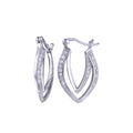 Silver 925 Rhodium Plated CZ Curvy Marquis Open Hoop Earrings - STE00460