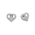 Silver 925 Rhodium Plated Peace Heart CZ Stud Earrings - STE00506