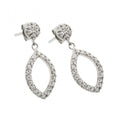 Silver 925 Rhodium Plated Open Marquise CZ Dangling Earrings - STE00517
