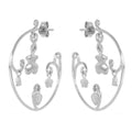 Silver 925 Rhodium Plated Figure Round Hook Earrings - STE00521