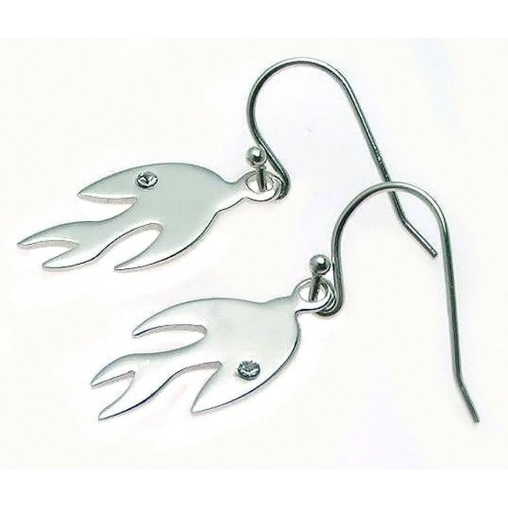 Silver 925 Rhodium Plated Dove Crystal Hook Earrings - STE00526