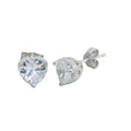 Rhodium Plated 925 Sterling Silver Heart CZ Stud Earrings - STE00577