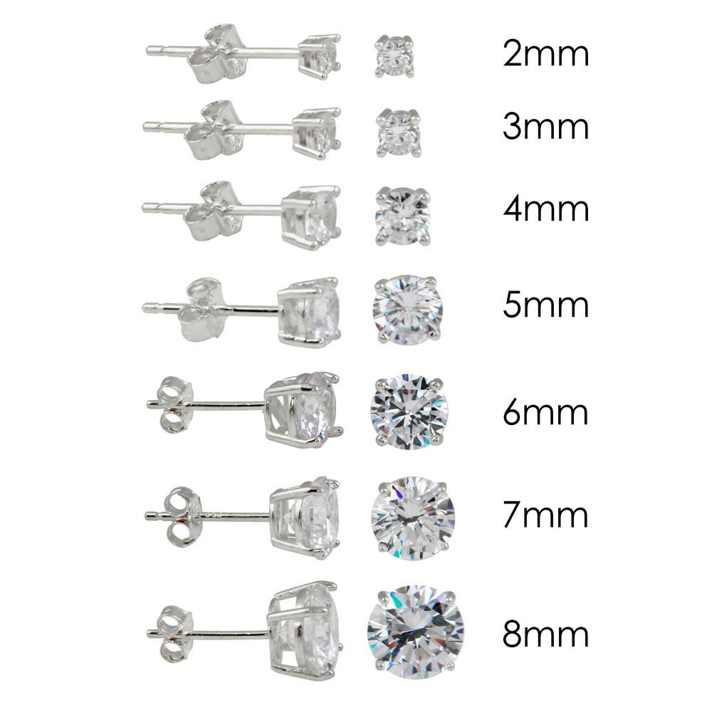 Rhodium Plated 925 Sterling Silver Round Basket Clear CZ Stud Earring - STE00590CLR