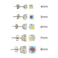 Rhodium Plated 925 Sterling Silver Round Basket ABL CZ Stud Earring - STE00594ABL