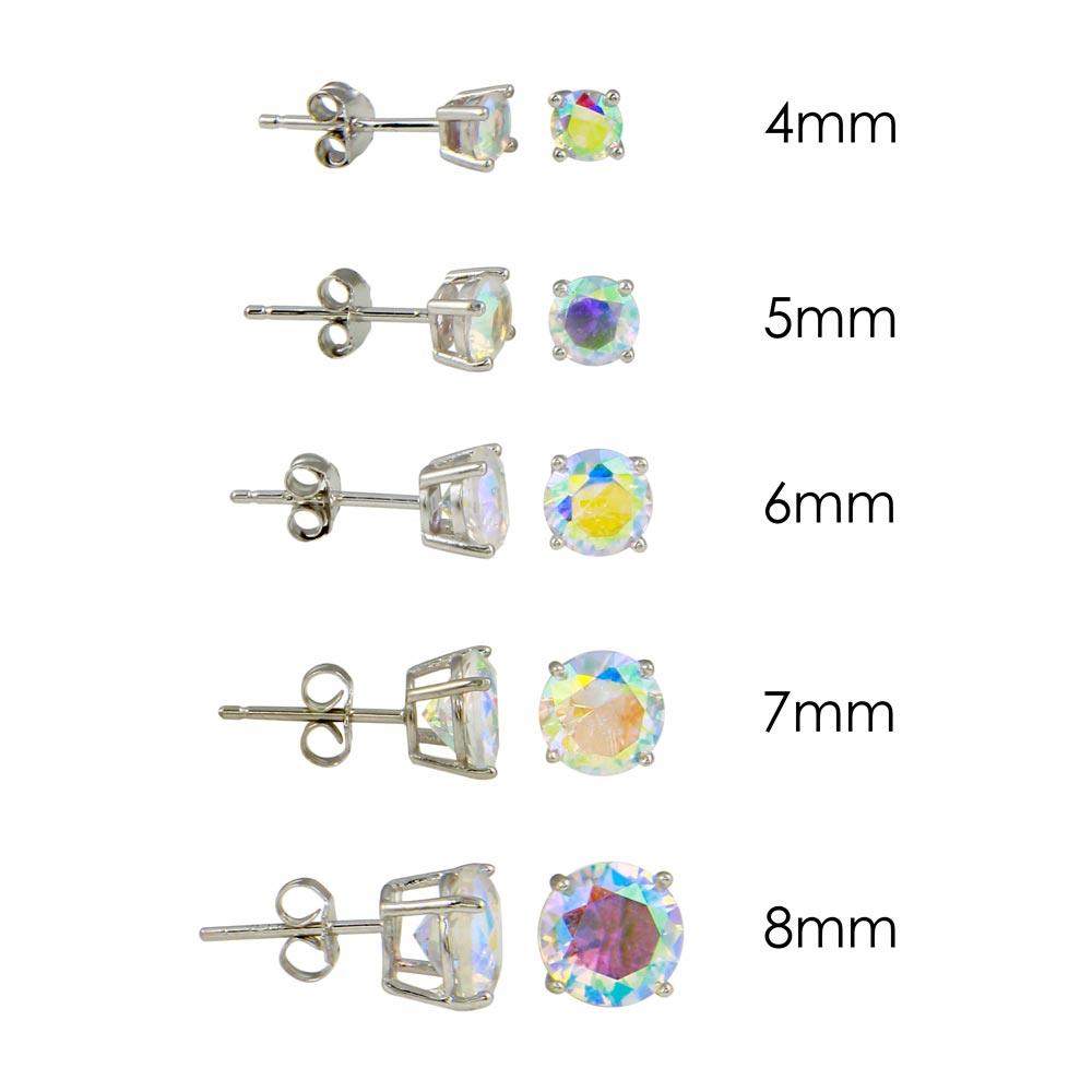 Rhodium Plated 925 Sterling Silver Round Basket ABL CZ Stud Earring - STE00594ABL