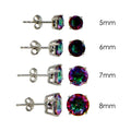 Rhodium Plated 925 Sterling Silver Round Basket ABD CZ Stud Earring - STE00595ABD