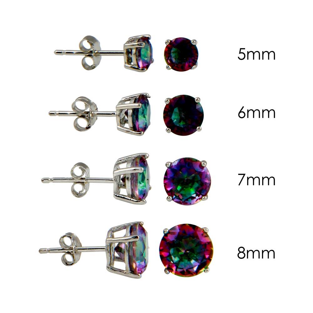 Rhodium Plated 925 Sterling Silver Round Basket ABD CZ Stud Earring - STE00595ABD