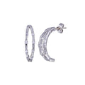 Silver 925 Rhodium Plated Round CZ Hoop Earrings - STE00619