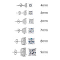 Rhodium Plated 925 Sterling Silver Square Basket Clear CZ Stud Earring - STE00597CLR