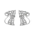 Silver 925 Rhodium Plated Bow Kitty Earrings - STE00966
