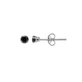 Rhodium Plated 925 Sterling Silver Round Basket Black CZ Stud Earring - STE00591BLK