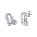 Silver 925 Open Side Way Heart CZ Earrings - STE01023