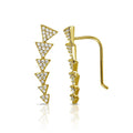 Gold Plated 925 Sterling Silver 6 Arrow Up CZ Climbing Earrings - STE01067GP