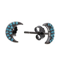 Black Rhodium Plated 925 Sterling Silver Half Moon Turquoise Stone Earrings - STE01073BP