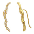 Gold Plated 925 Sterling Silver 3 CZ Waves Climbing Earrings - STE01075GLD