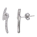 Rhodium Plated 925 Sterling Silver Lightning CZ Earrings - STE01076RH