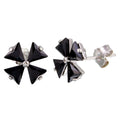 Rhodium Plated 925 Sterling Silver Black X CZ Earrings - STE01092