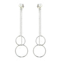 Rhodium Plated 925 Sterling Silver Dangling Front and Back Dangling Earrings - STE01096