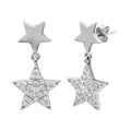Rhodium Plated 925 Sterling Silver Star Earrings with CZ - STE01129