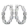 Rhodium Plated 925 Sterling Silver Inner and Outer Clear CZ Hoop Earrings - STE01122CLR