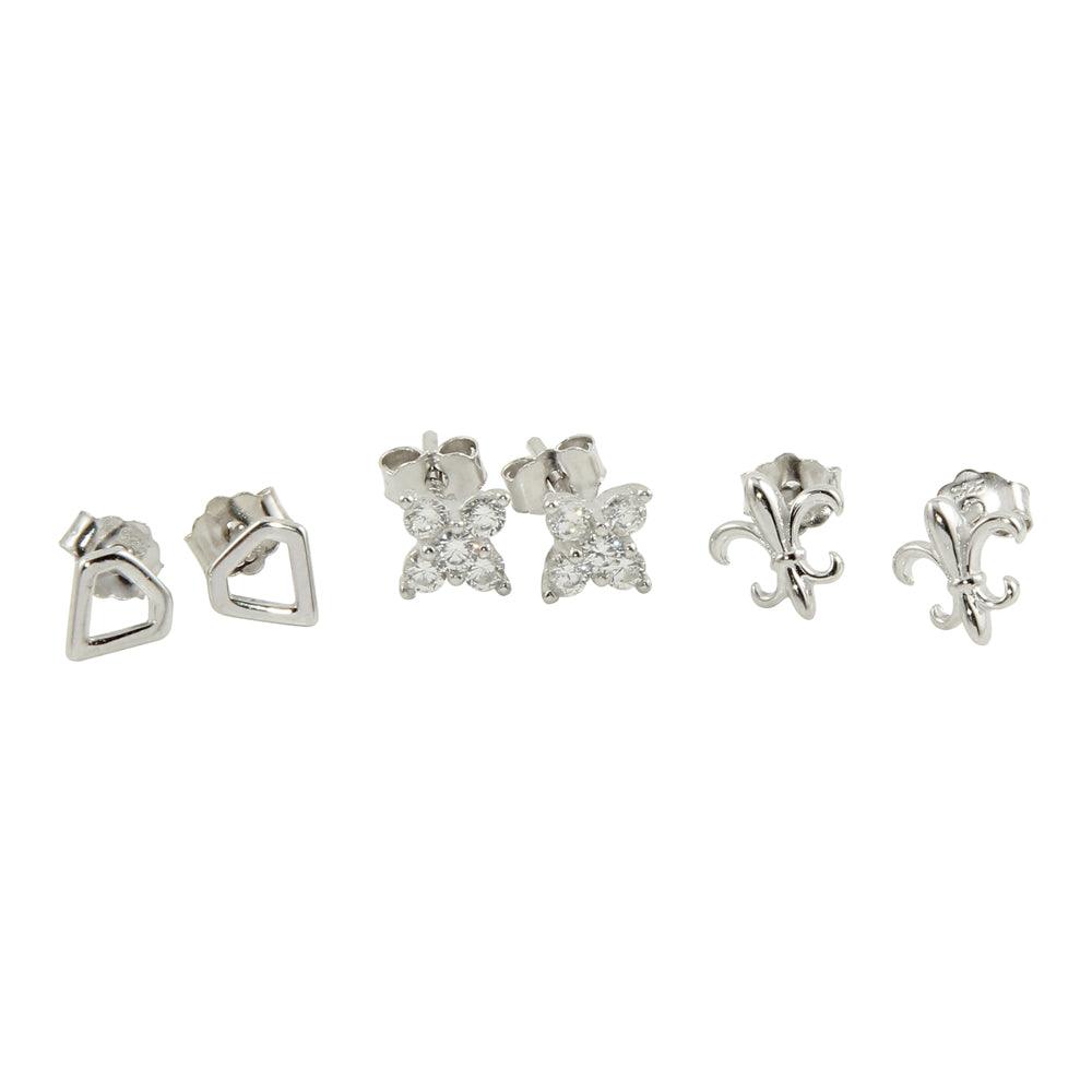 Rhodium Plated 925 Sterling Silver Earring Set - STE01131
