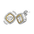 Rhodium Plated 925 Sterling Silver Open Square Earrings with CZ - STE01134