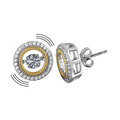 Rhodium Plated 925 Sterling Silver Open Circle Earrings with CZ - STE01135